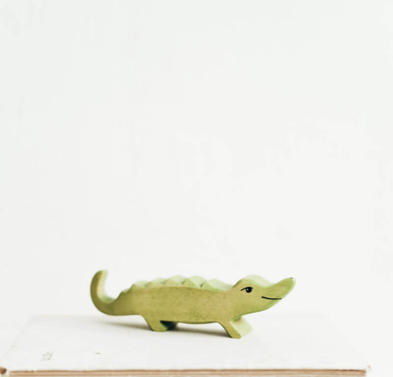 Wooden toy crocodile